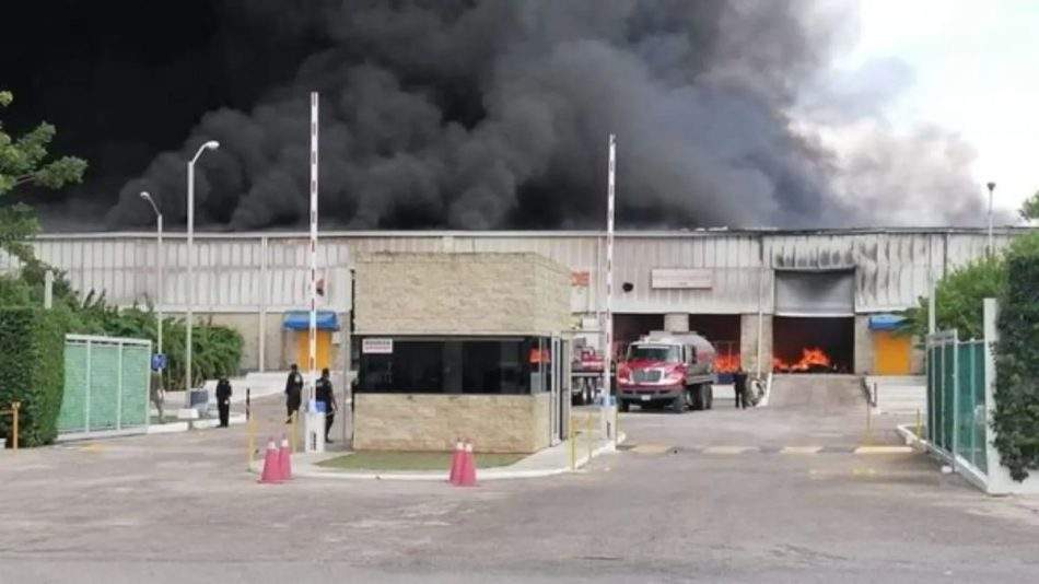 entrada de la zona durante el incendio